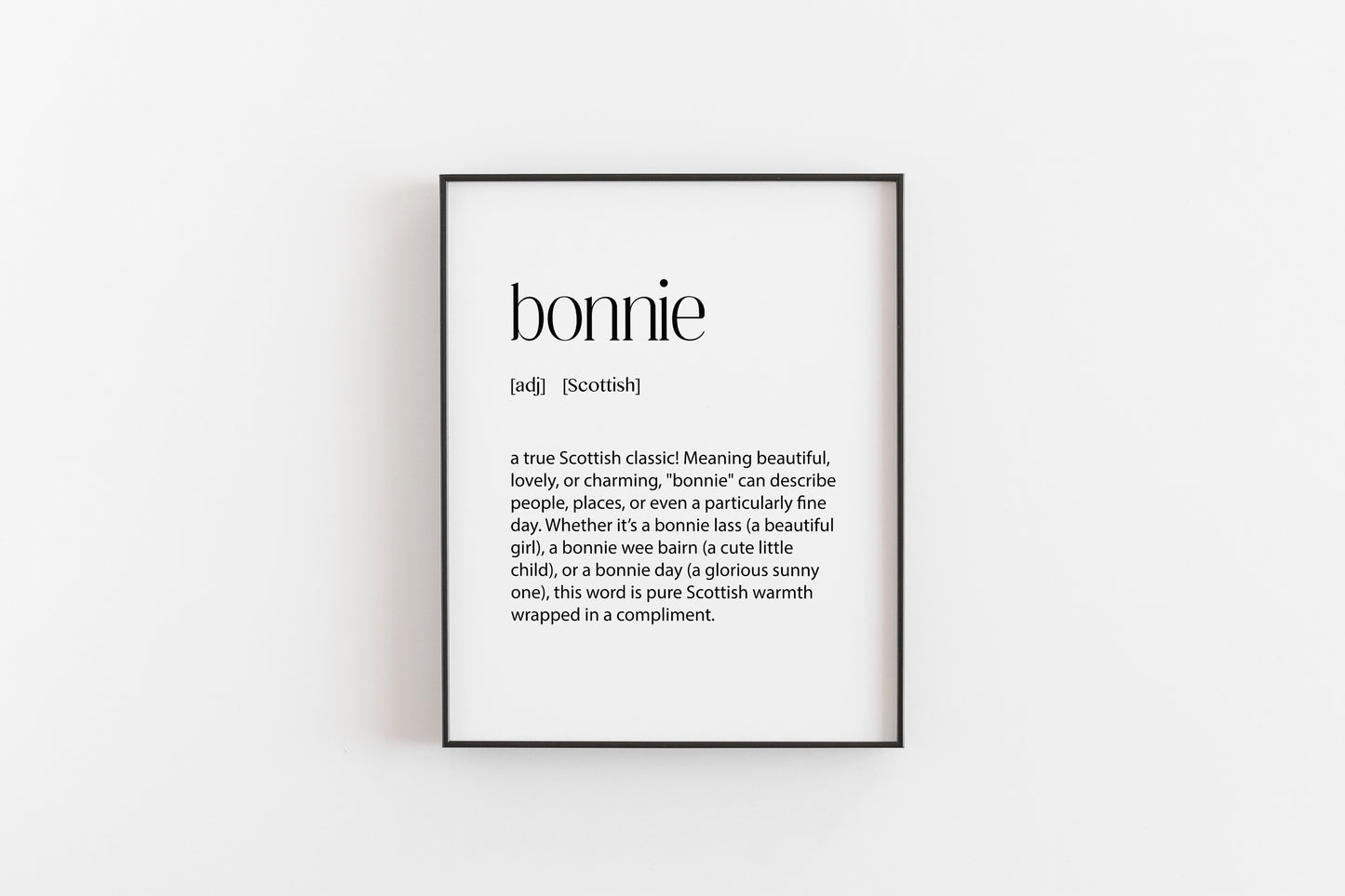 Bonnie Print | Scottish Wall Art | Dictionary Word Poster | Scottish Phrase