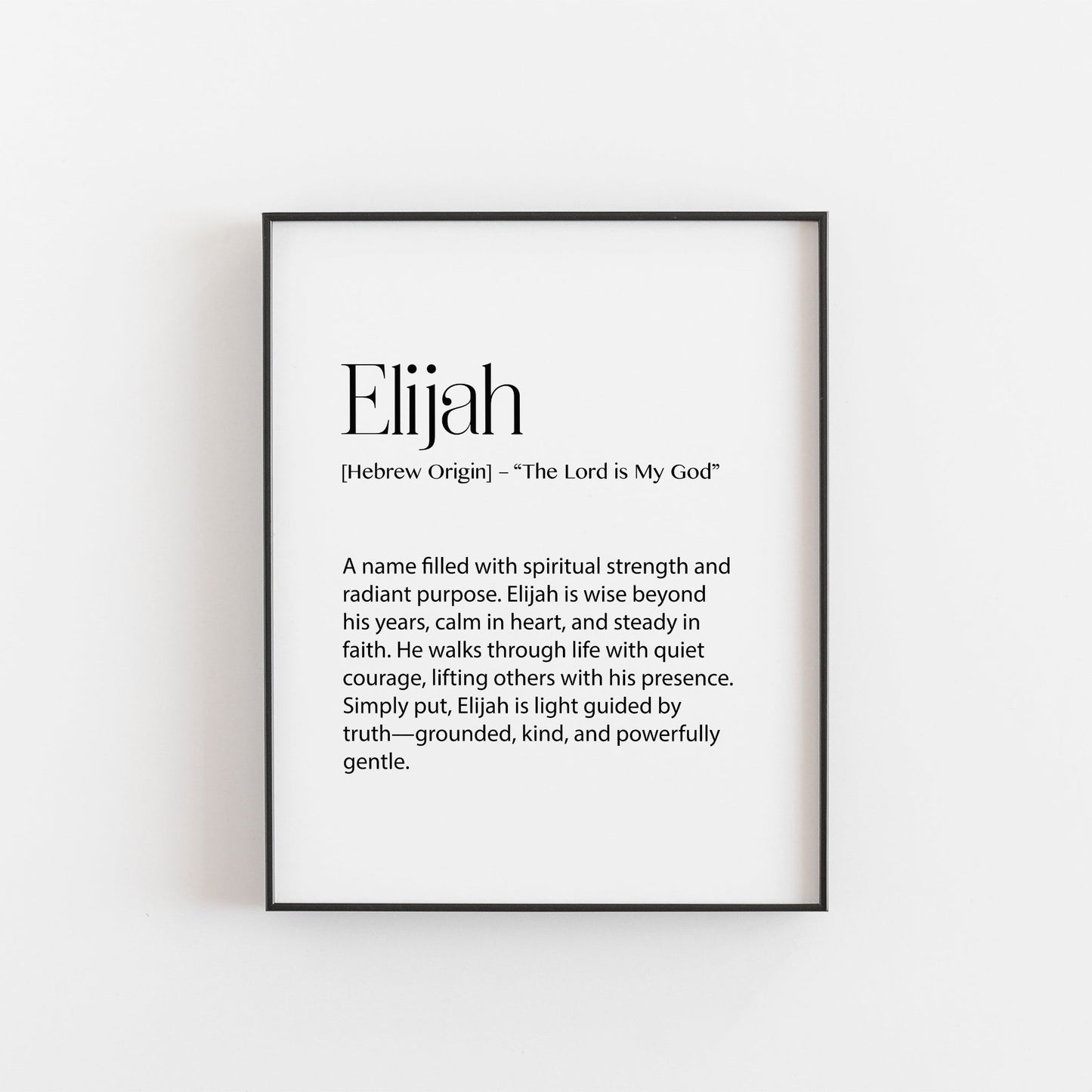 Elijah – Personalised Name Meaning Definition Print | Modern Wall Art