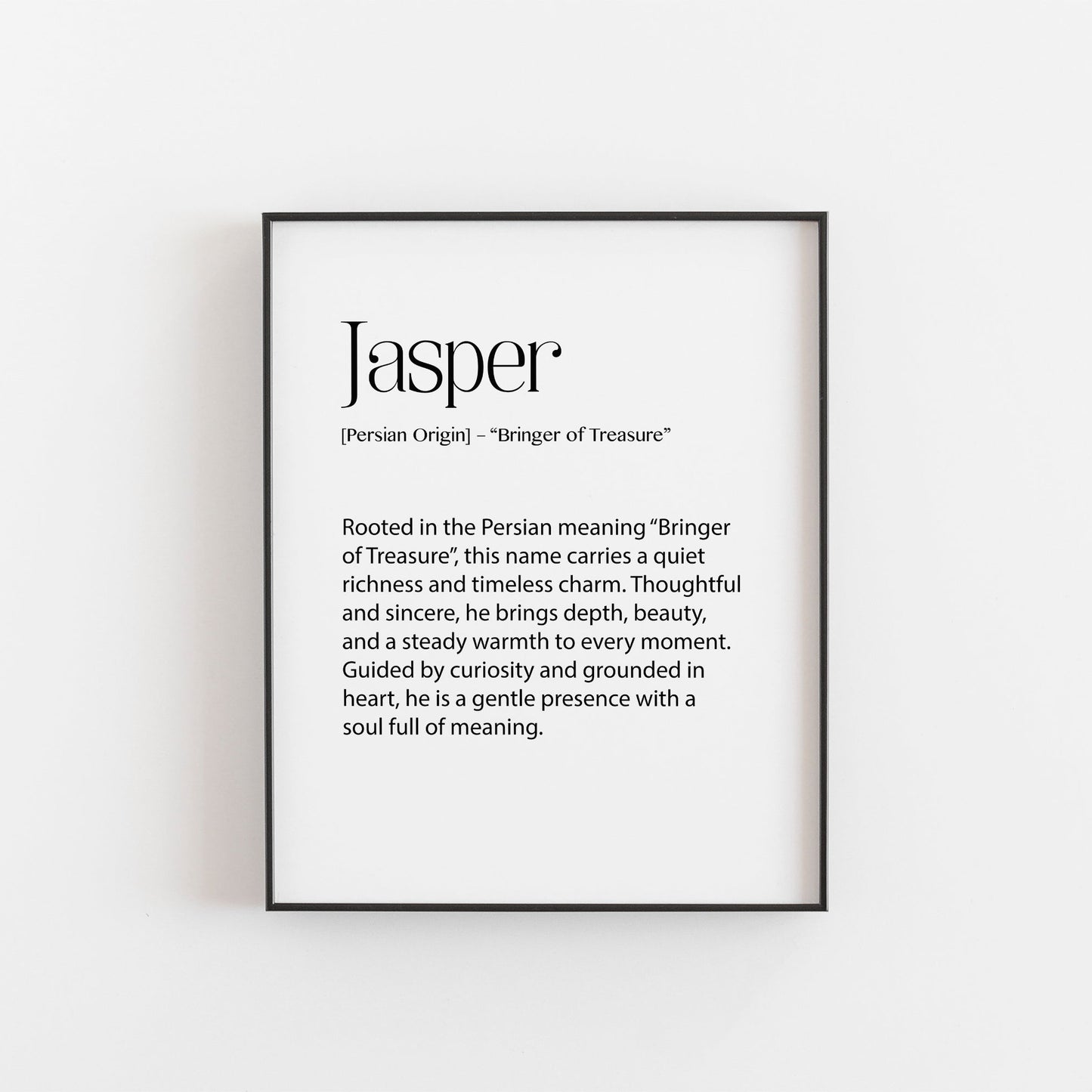 Jasper – Personalised Name Meaning Definition Print | Modern Wall Art
