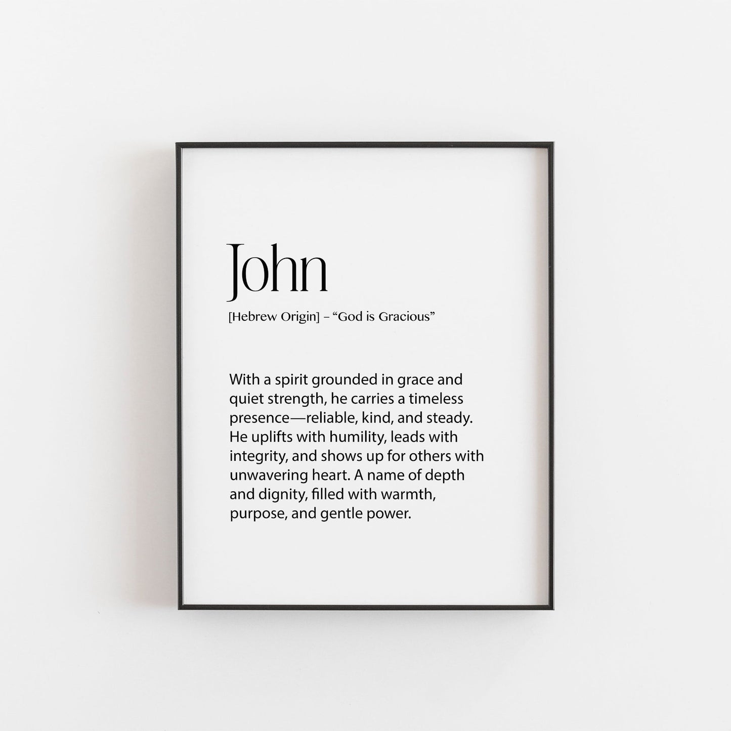 John – Personalised Name Meaning Definition Print | Modern Wall Art