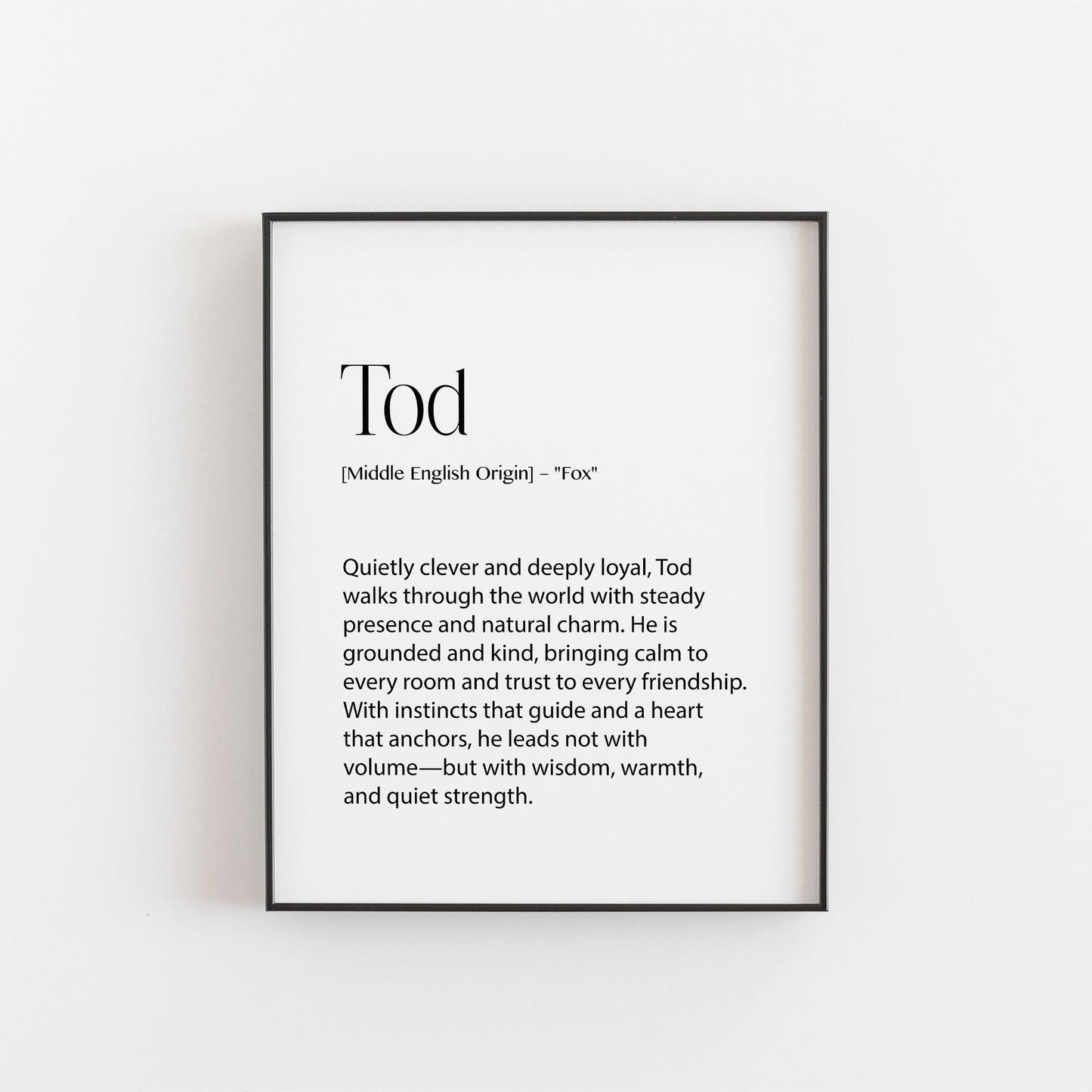 Tod – Personalised Name Meaning Definition Print | Modern Wall Art
