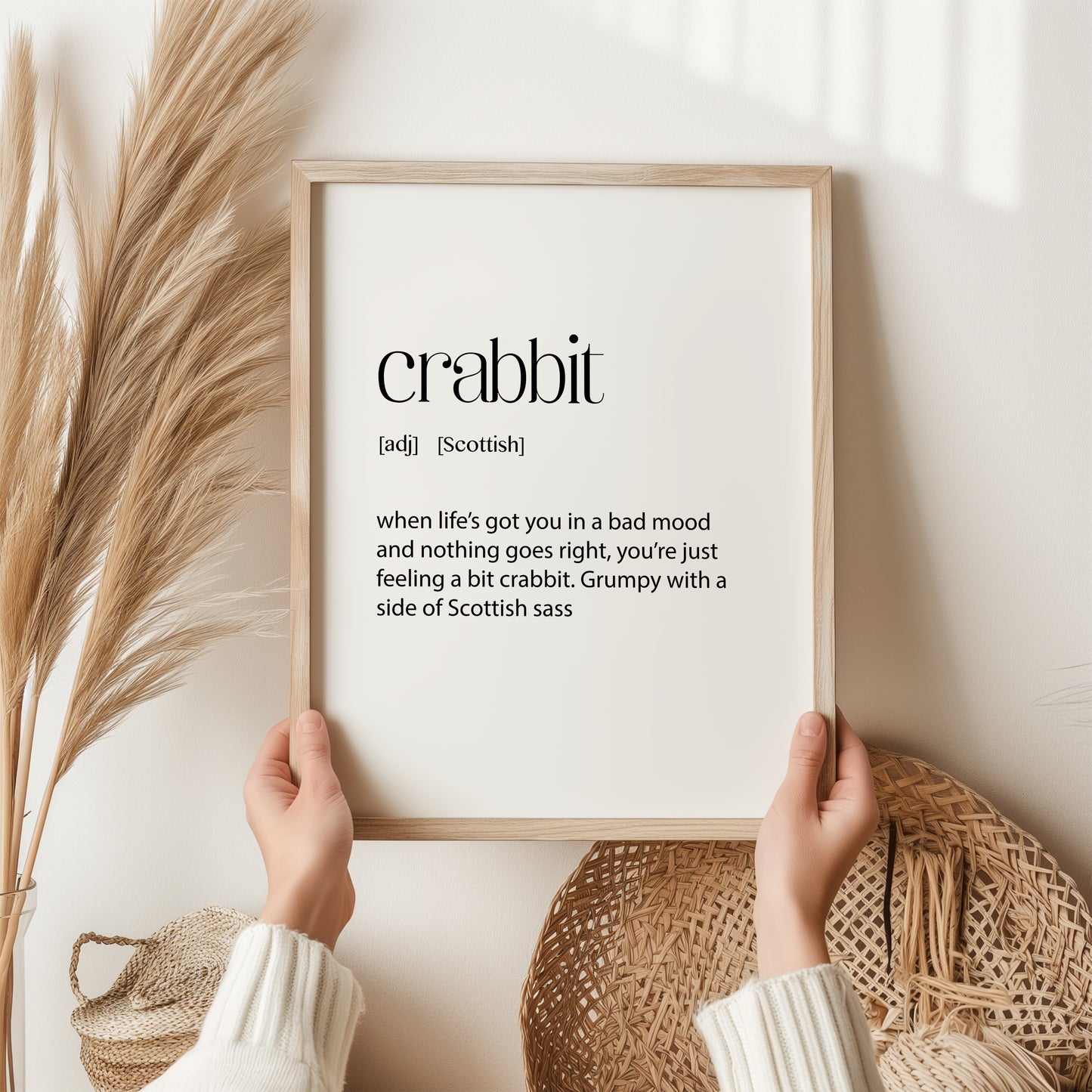 Crabbit Print | Scottish Wall Art | Word Meaning | Scotland Poster