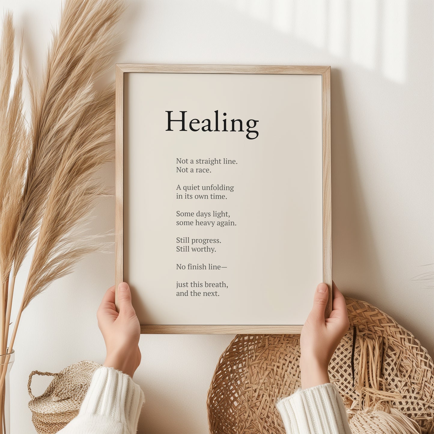Healing Print – Mental Health Quote Wall Art | Minimalist Typography Decor