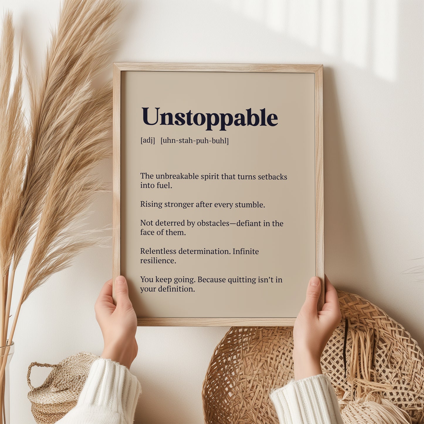 Unstoppable Definition Print | Inspirational Wall Art | Empowering Quote Poster | Neutral Home Decor