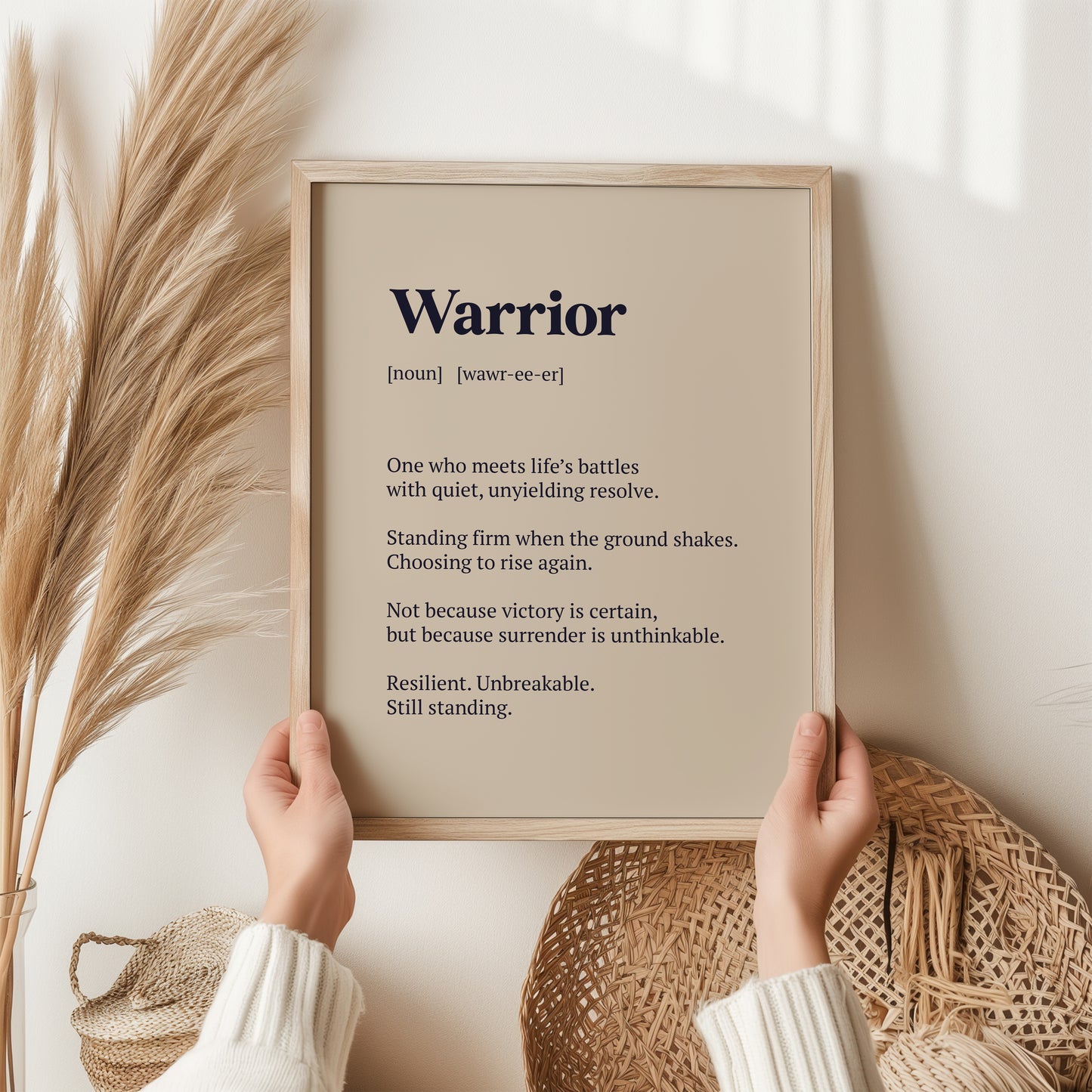 Warrior Definition Print | Inspirational Dictionary Wall Art | Motivational Quote Poster