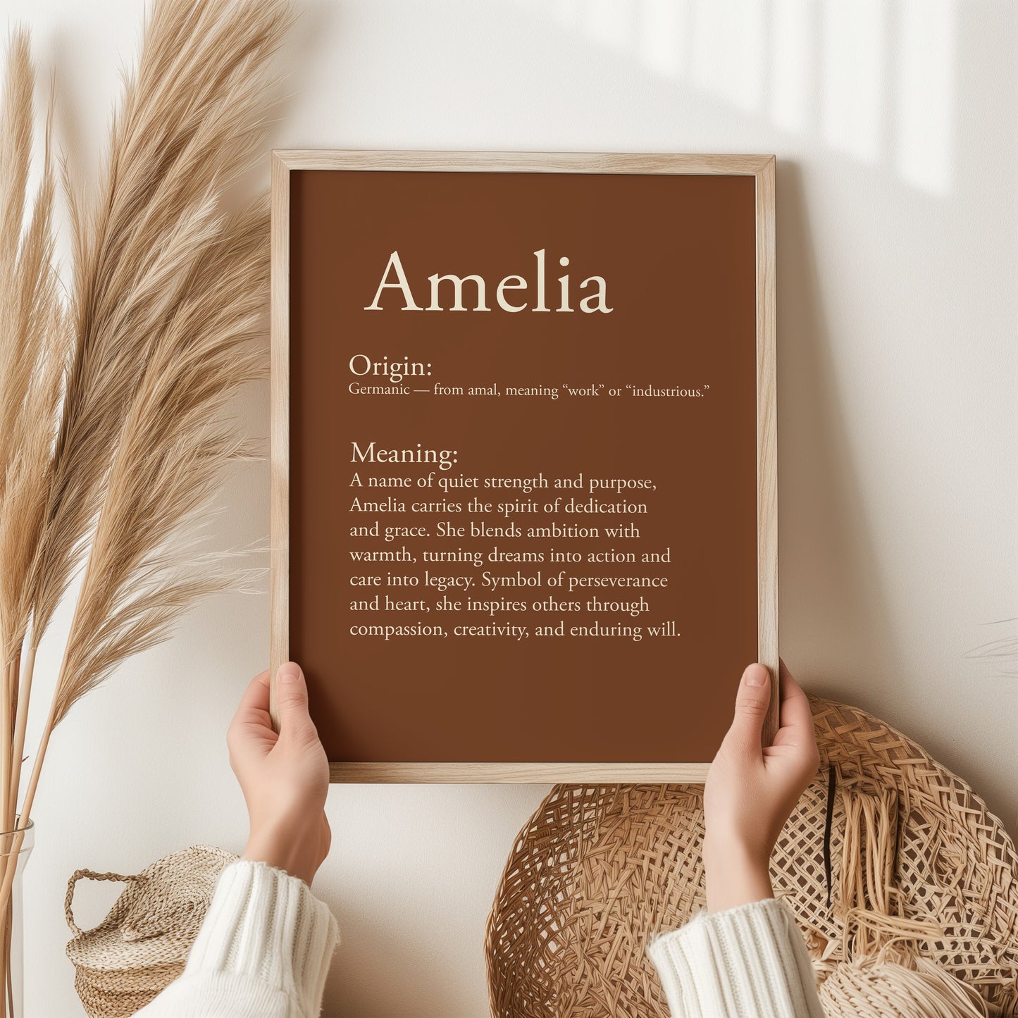 Amelia Name Meaning Print | Personalised Dictionary Style Wall Art | Baby Name Gift
