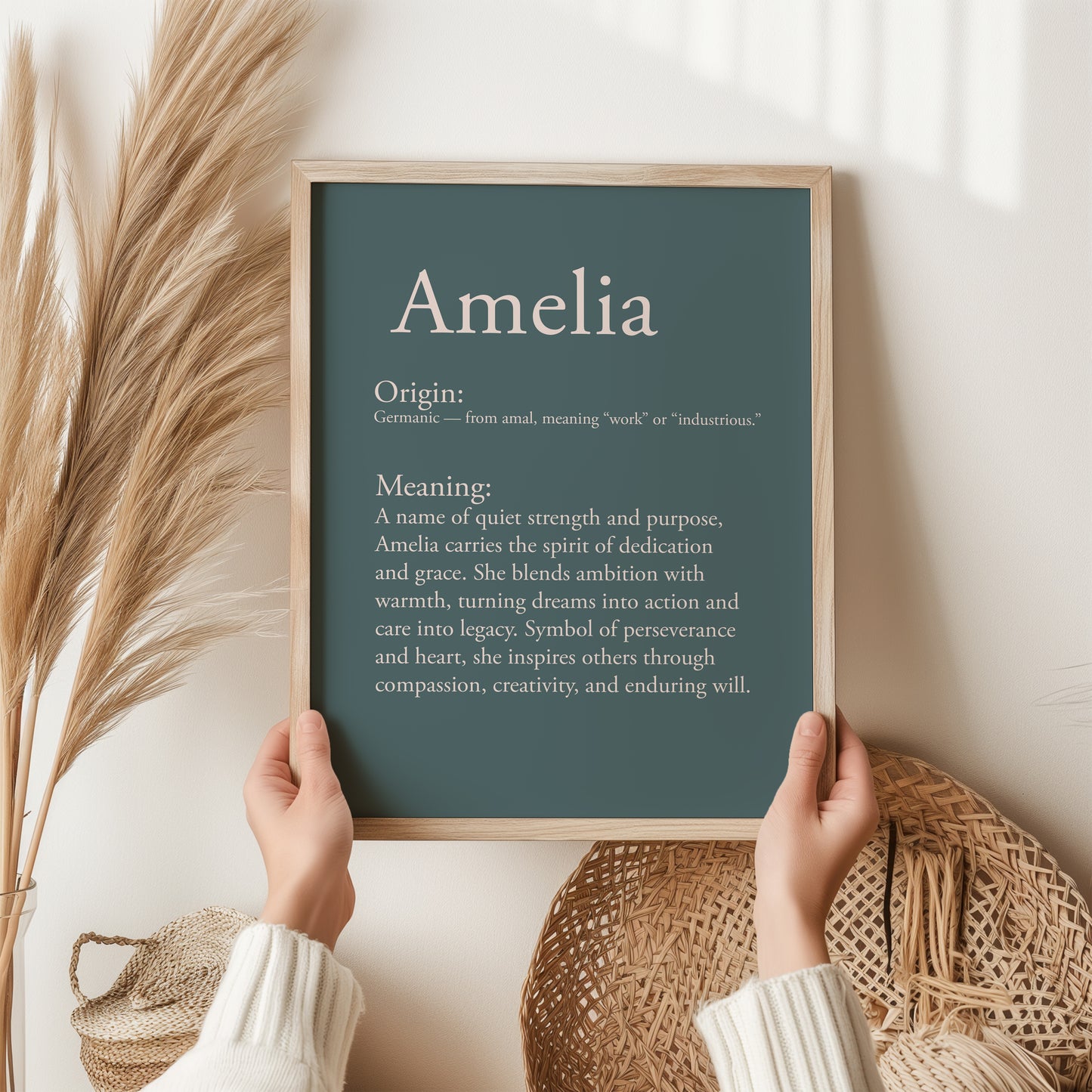 Amelia Name Meaning Print | Personalised Dictionary Style Wall Art | Baby Name Gift