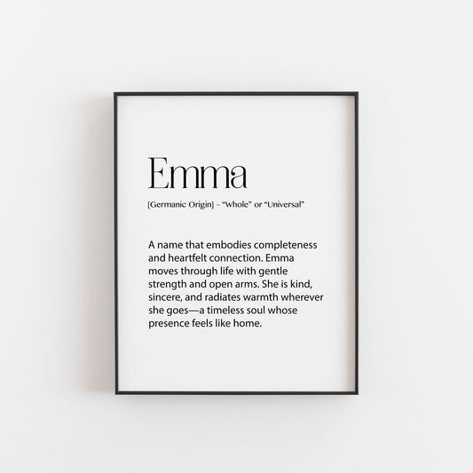 Emma – Personalised Name Meaning Definition Print | Modern Wall Art