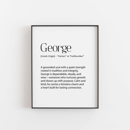 George – Personalised Name Meaning Definition Print | Modern Wall Art