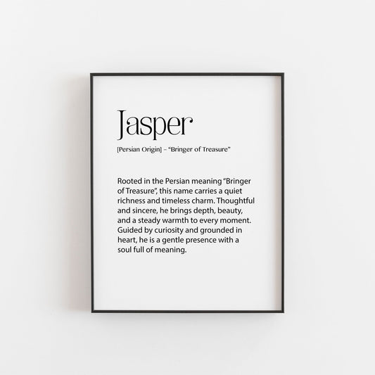 Jasper – Personalised Name Meaning Definition Print | Modern Wall Art