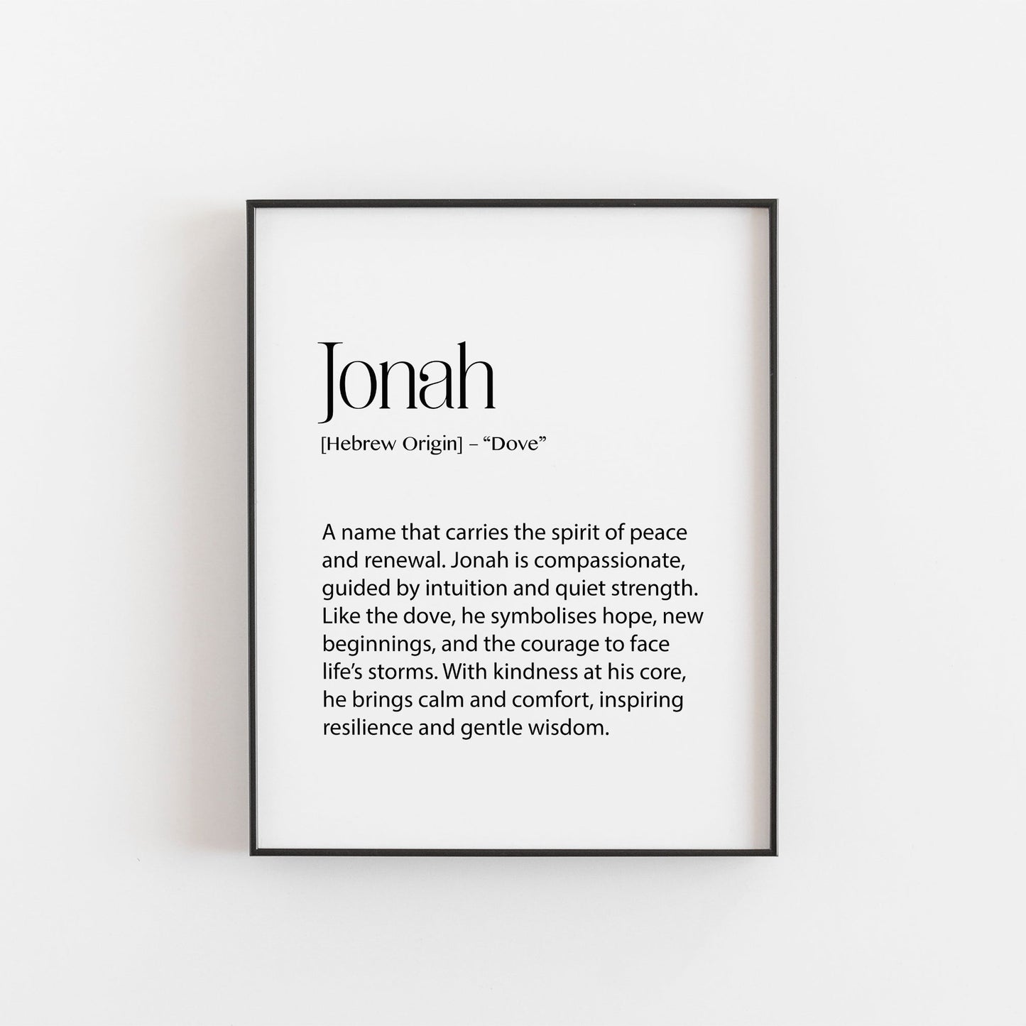 Jonah Name Meaning Print | Elegant Personalised Wall Art for Boys or Nursery