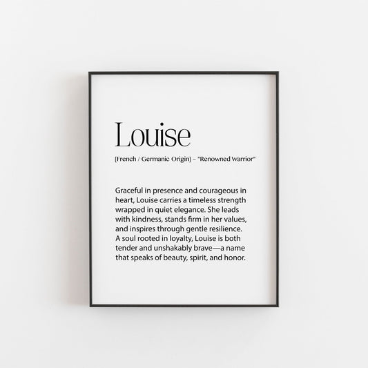 Louise – Personalised Name Meaning Definition Print | Modern Wall Art
