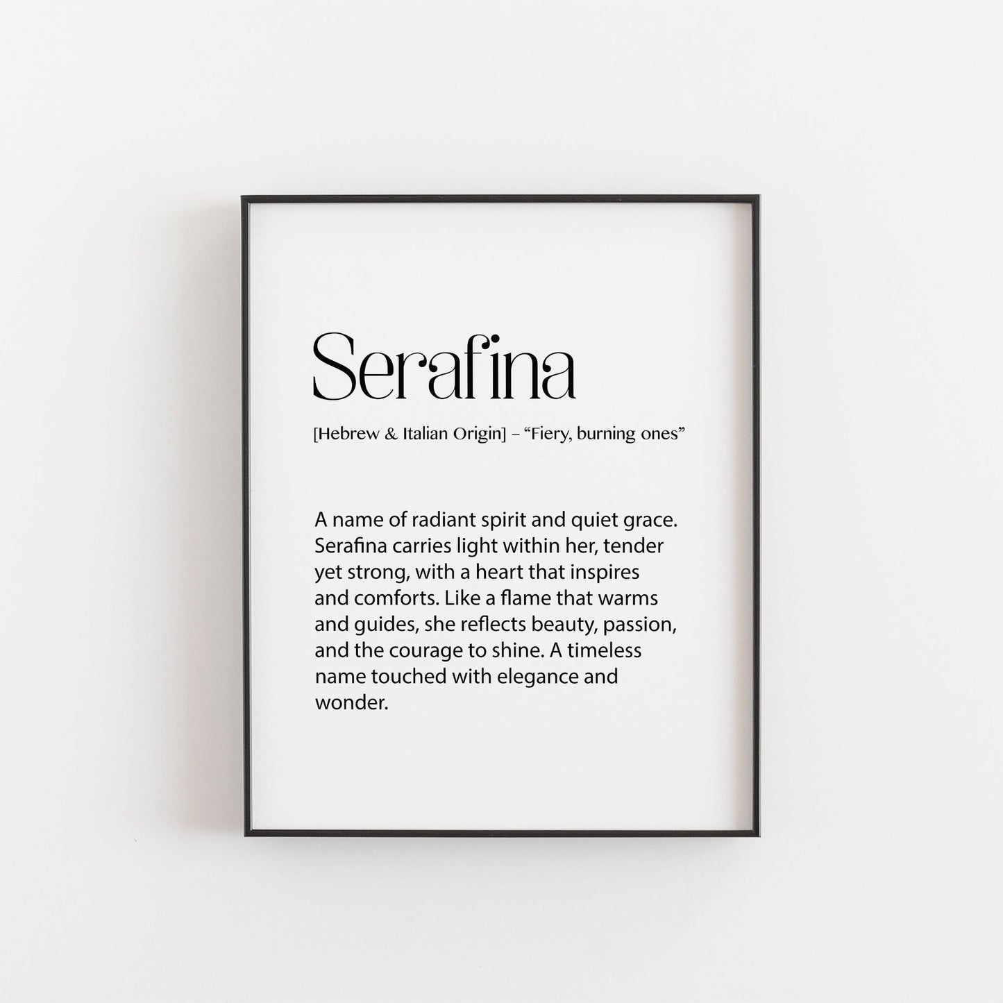 Serafina Name Meaning Print | Elegant Personalised Wall Art for Girls or Nursery