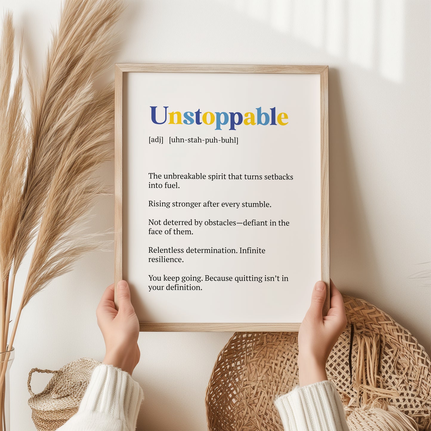 Unstoppable Definition Print | Inspirational Wall Art | Empowering Quote Poster | Neutral Home Decor