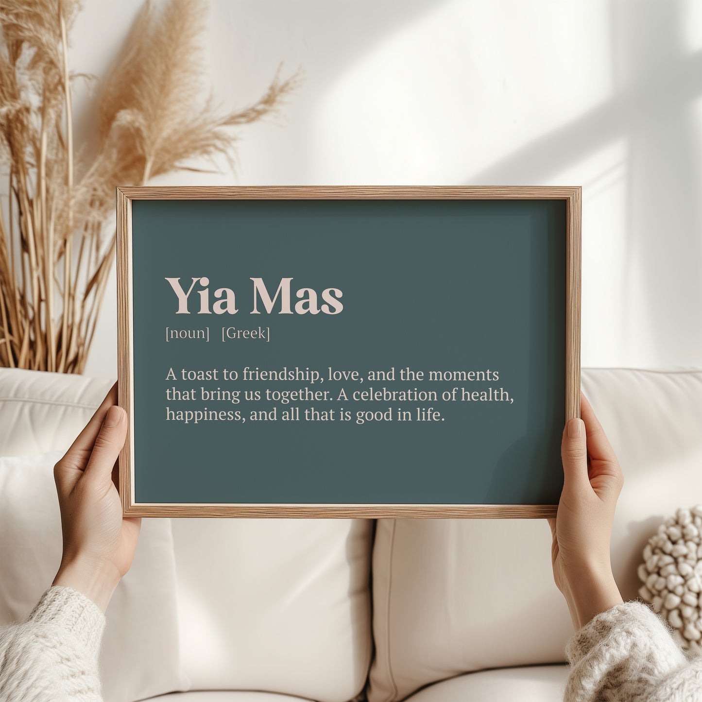 Yia Mas Greek Word Print – Cheers Wall Art, Friendship & Celebration Gift