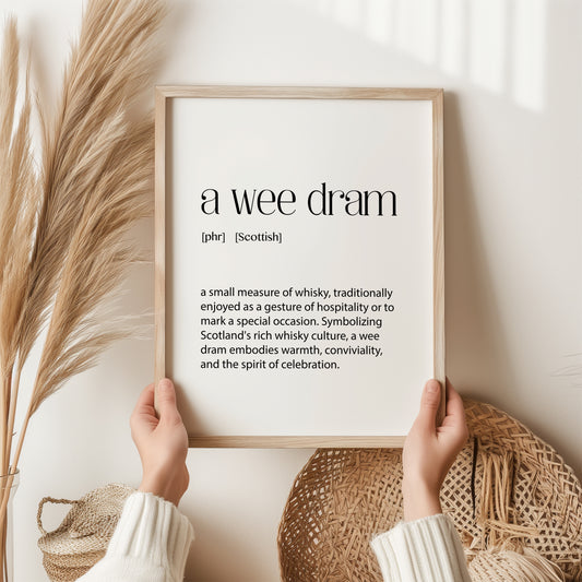 A Wee Dram Print | Scottish Wall Art | Word Meaning | Pub Decor