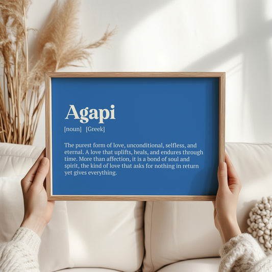 Agapi Greek Word Print – Love Definition Wall Art, Romantic Gift