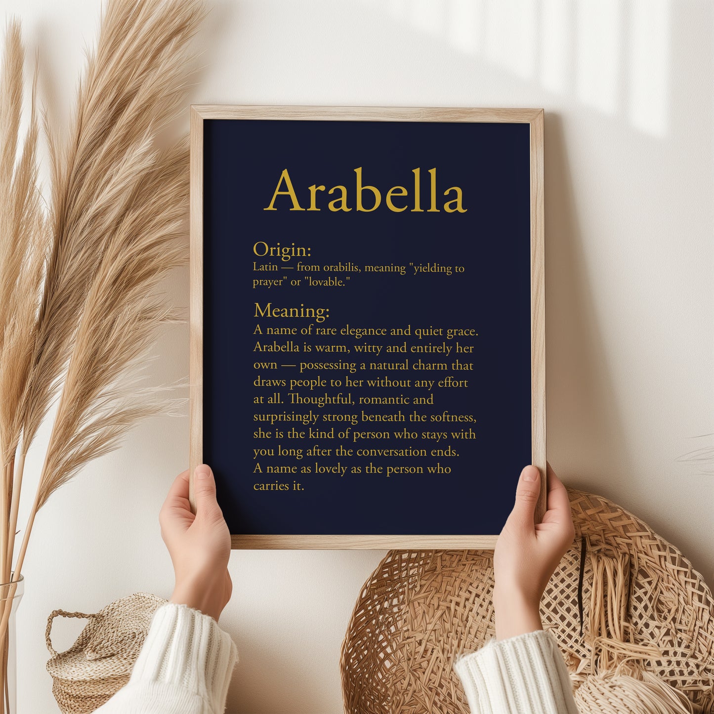 Arabella Name Meaning Print | Personalised Wall Art Gift | Name Definition Poster