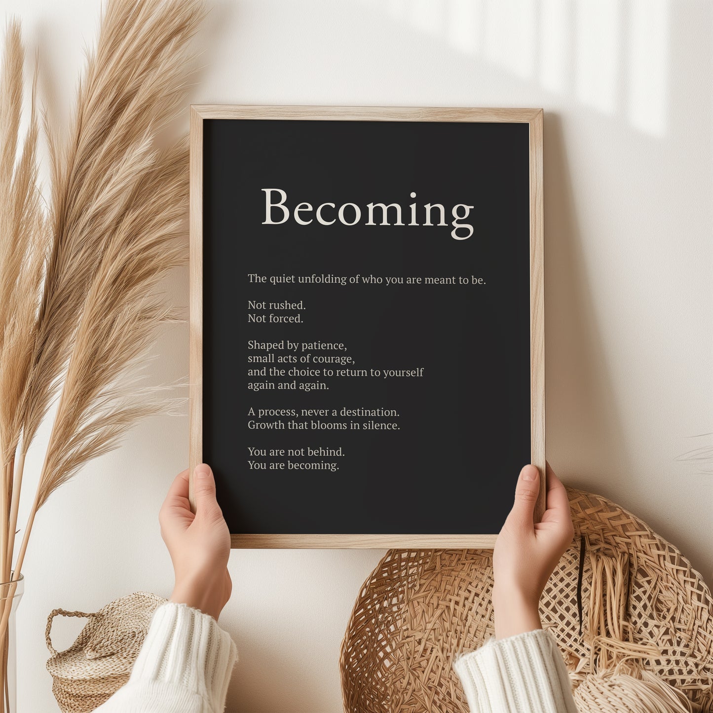 Becoming Print | Inspirational Quote Wall Art | Self Growth Poster | Minimalist Typography Print | Mental Health Decor | Gift for Her