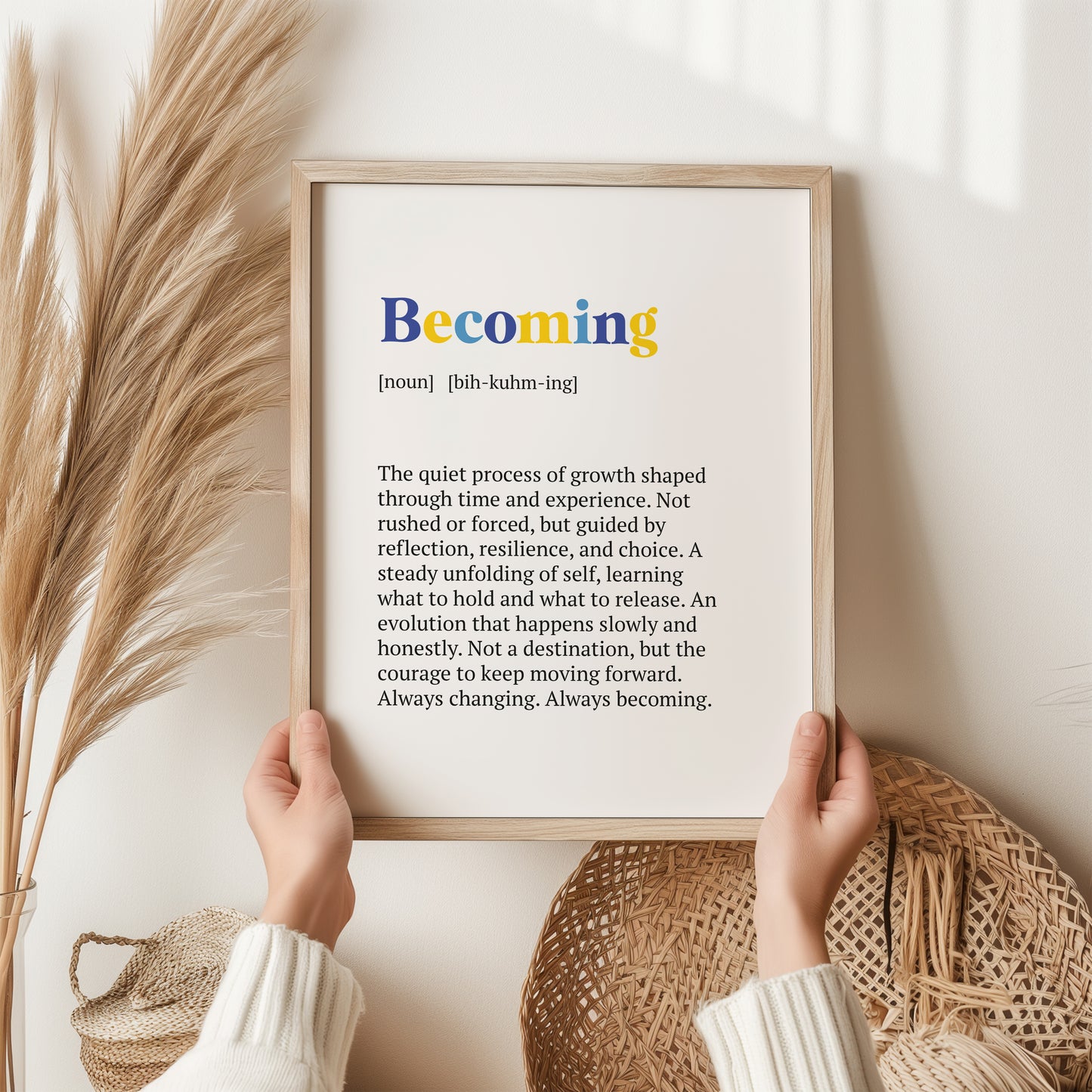 Becoming Definition Print | Inspirational Wall Art | Minimalist Quote Poster | Neutral Home Decor