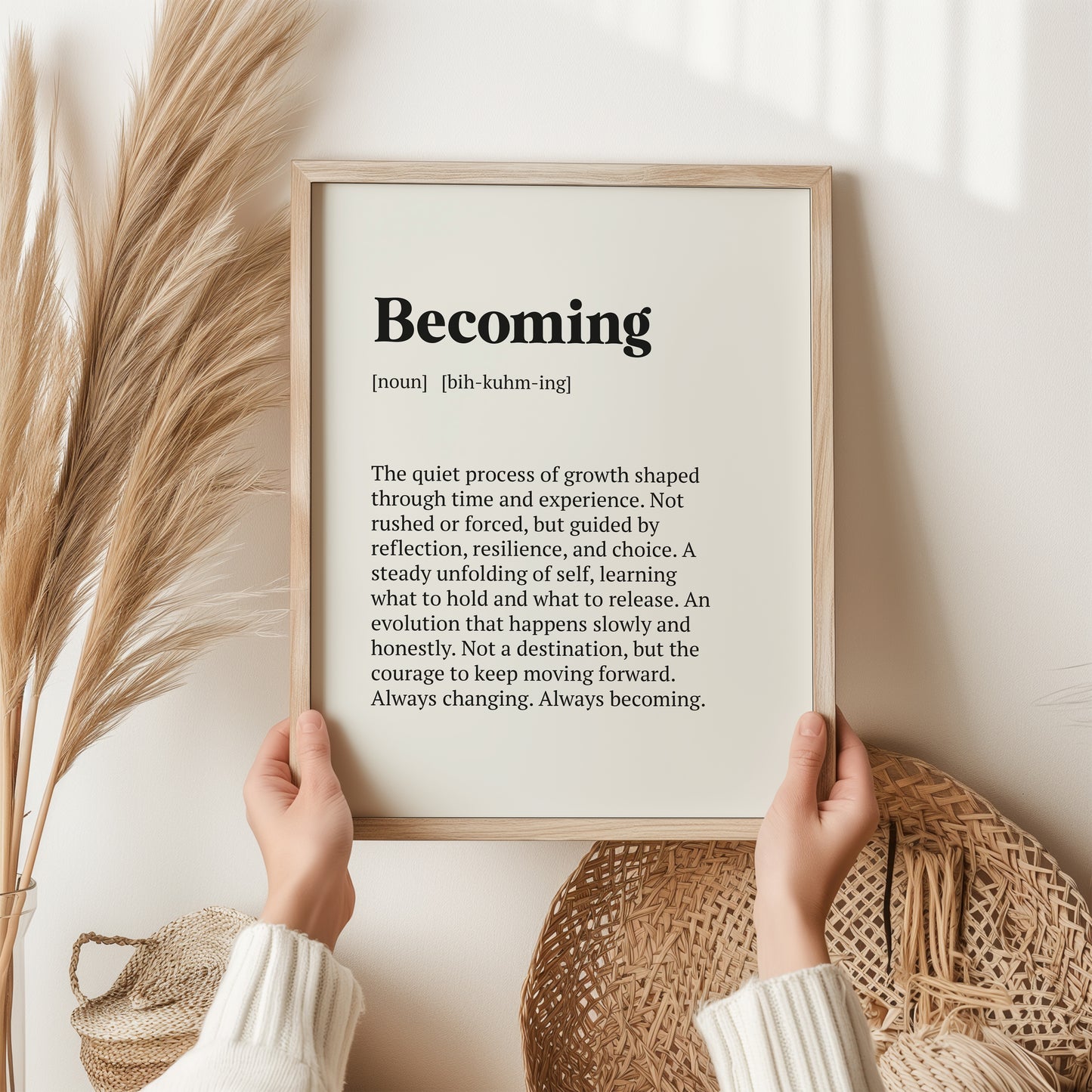 Becoming Definition Print | Inspirational Wall Art | Minimalist Quote Poster | Neutral Home Decor