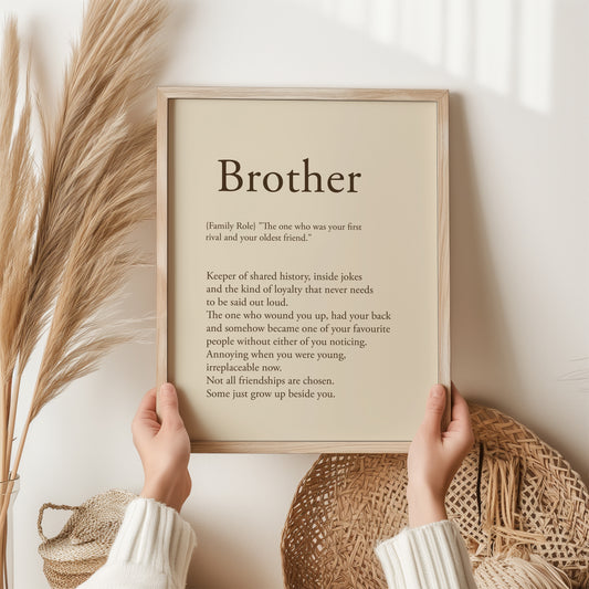 Brother Definition Print | Family Wall Art Gift | Brother Birthday Poster