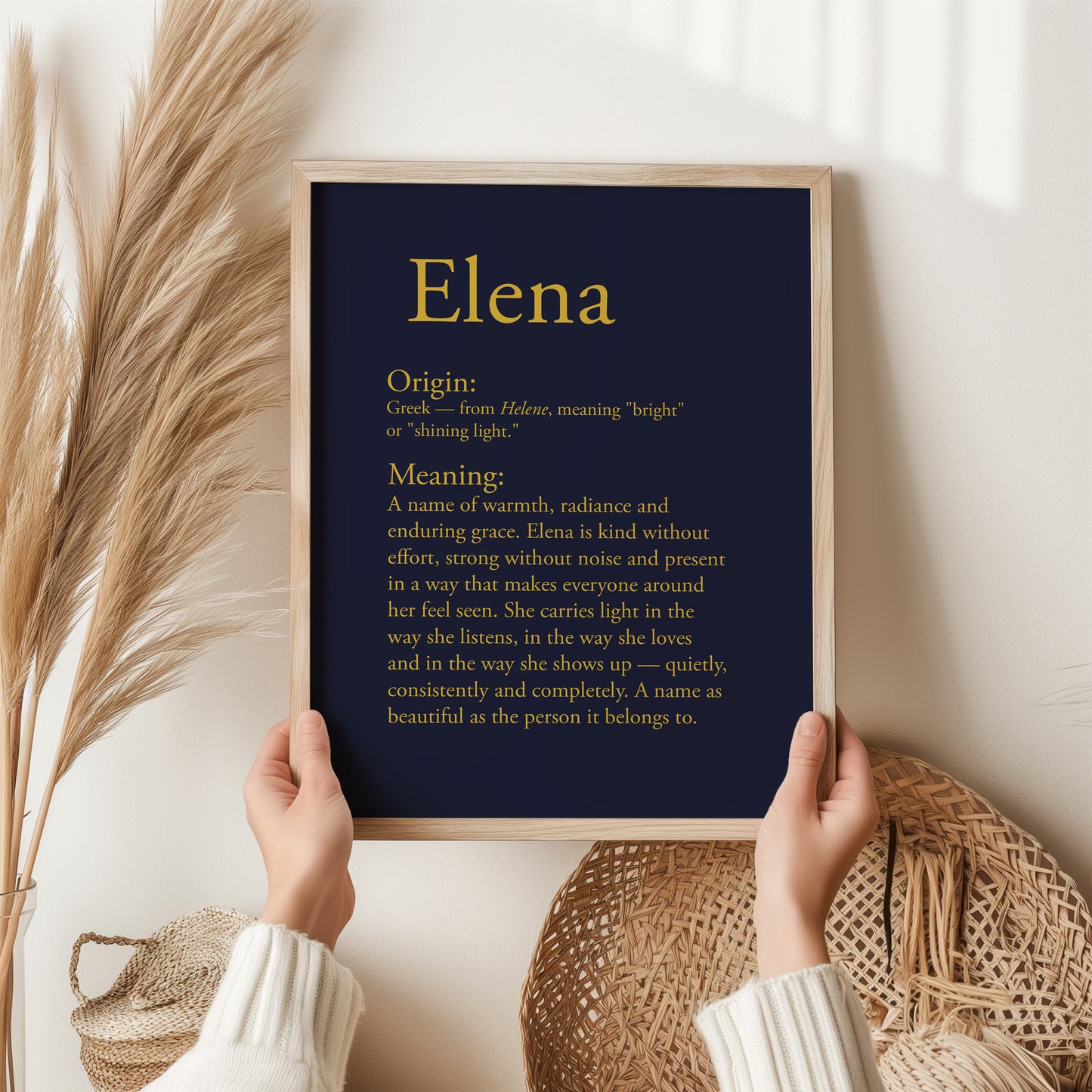 Elena Name Meaning Print | Personalised Wall Art Gift | Greek Name Definition Poster