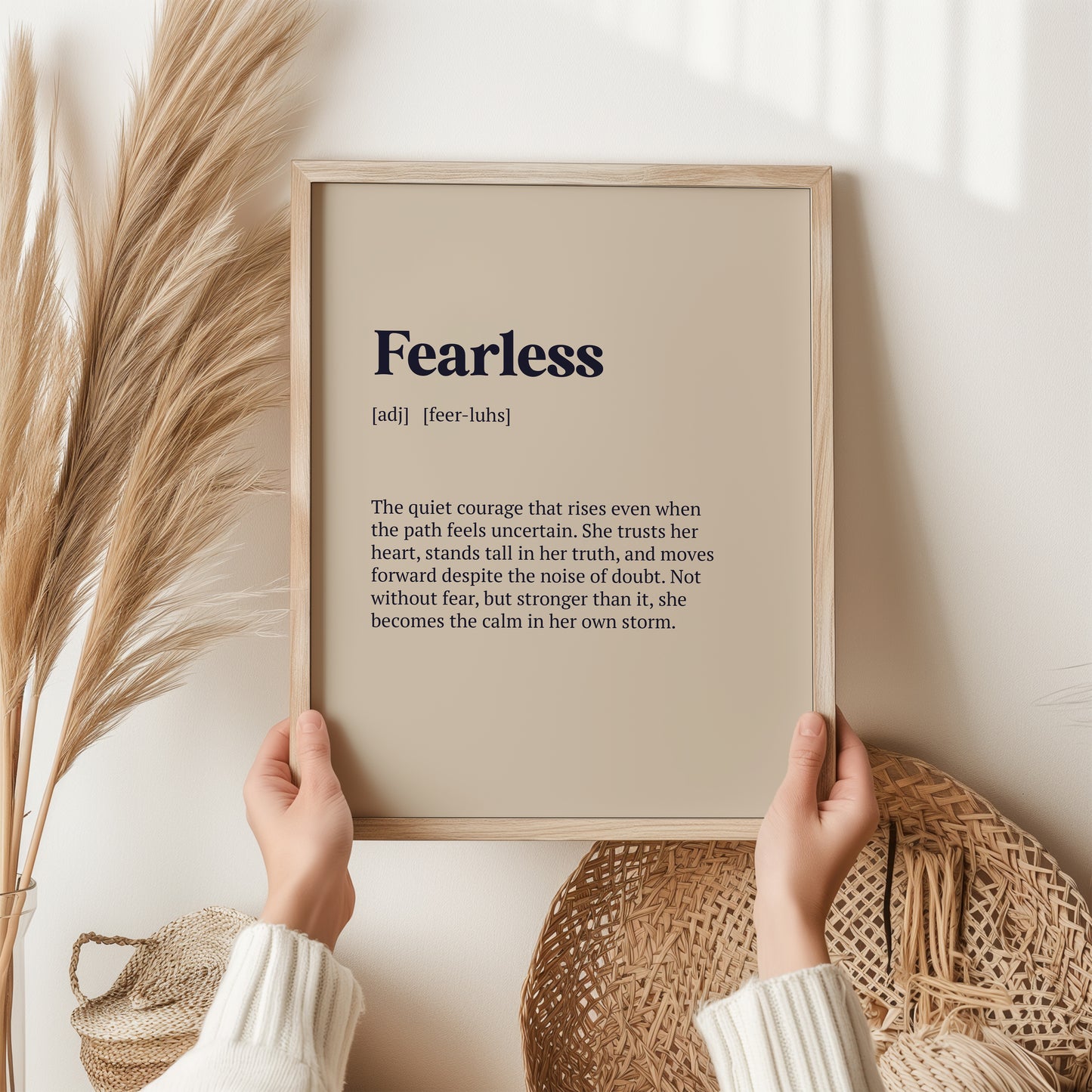 Fearless Definition Print | Inspirational Wall Art | Empowering Quote Print for Women | Boho Neutral Home Decor | Unframed Fine Art Poster