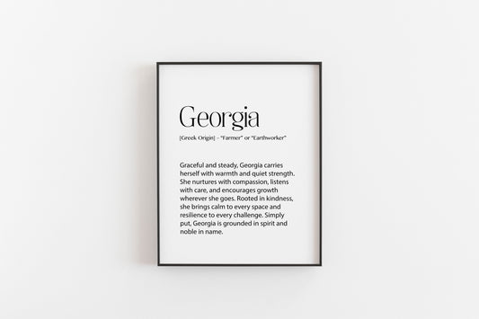 Georgia Name Meaning Print – Personalised Wall Art, Nursery & Gift