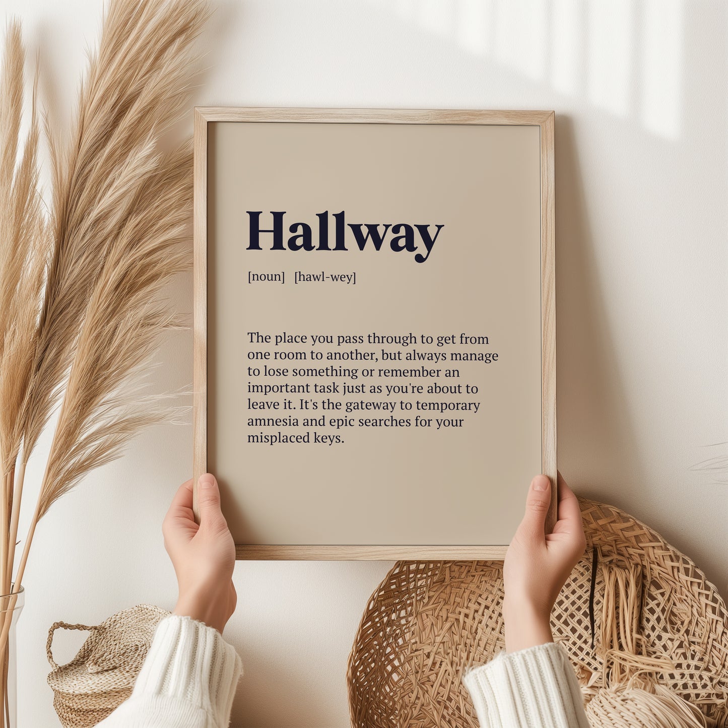 Hallway Definition Print | Funny Home Wall Art Gift | Humorous Dictionary Print