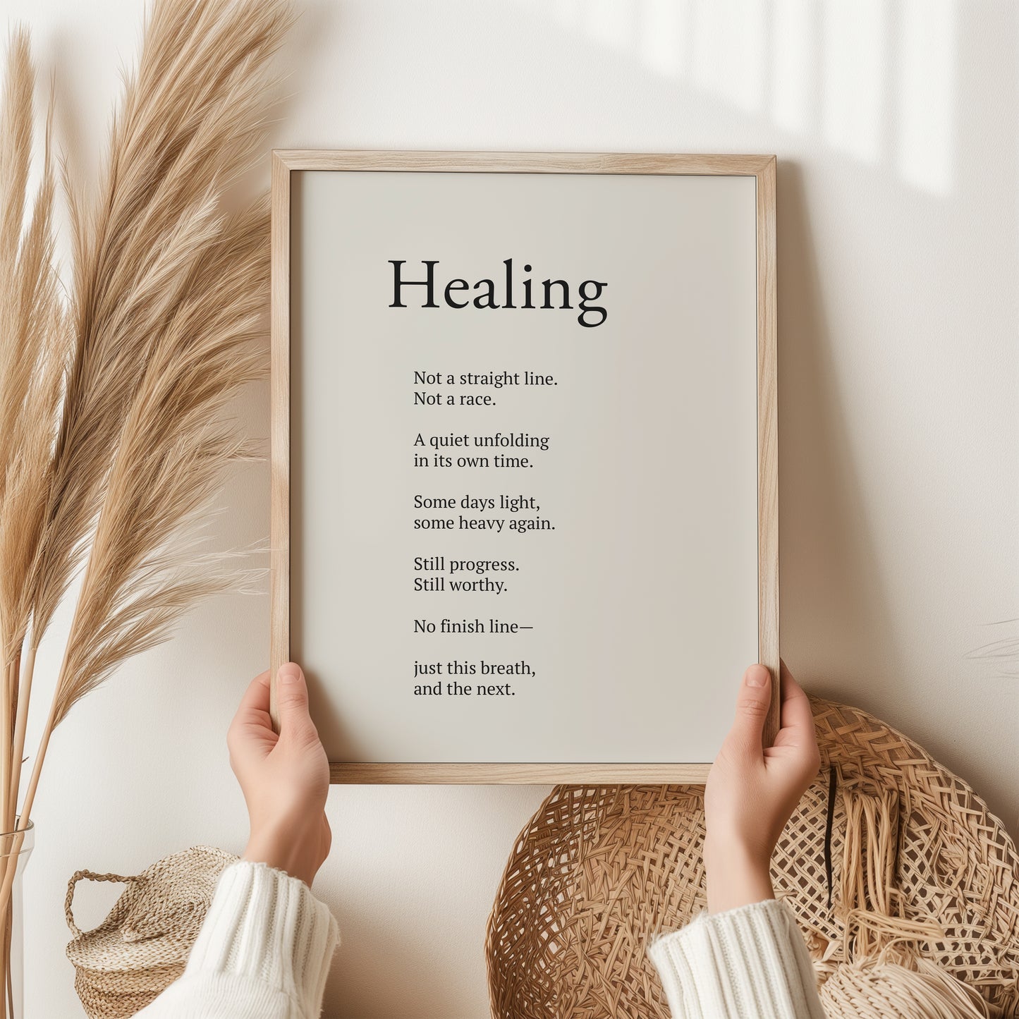 Healing Print – Mental Health Quote Wall Art | Minimalist Typography Decor
