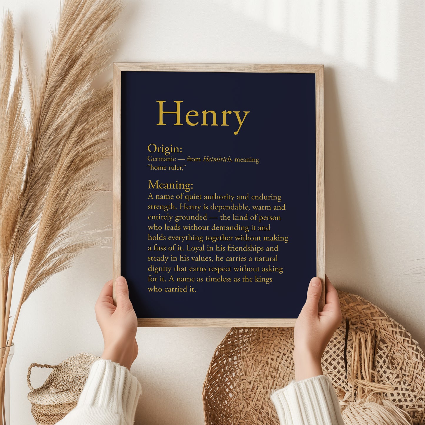 Henry Name Meaning Print | Personalised Wall Art Gift | Name Definition Poster