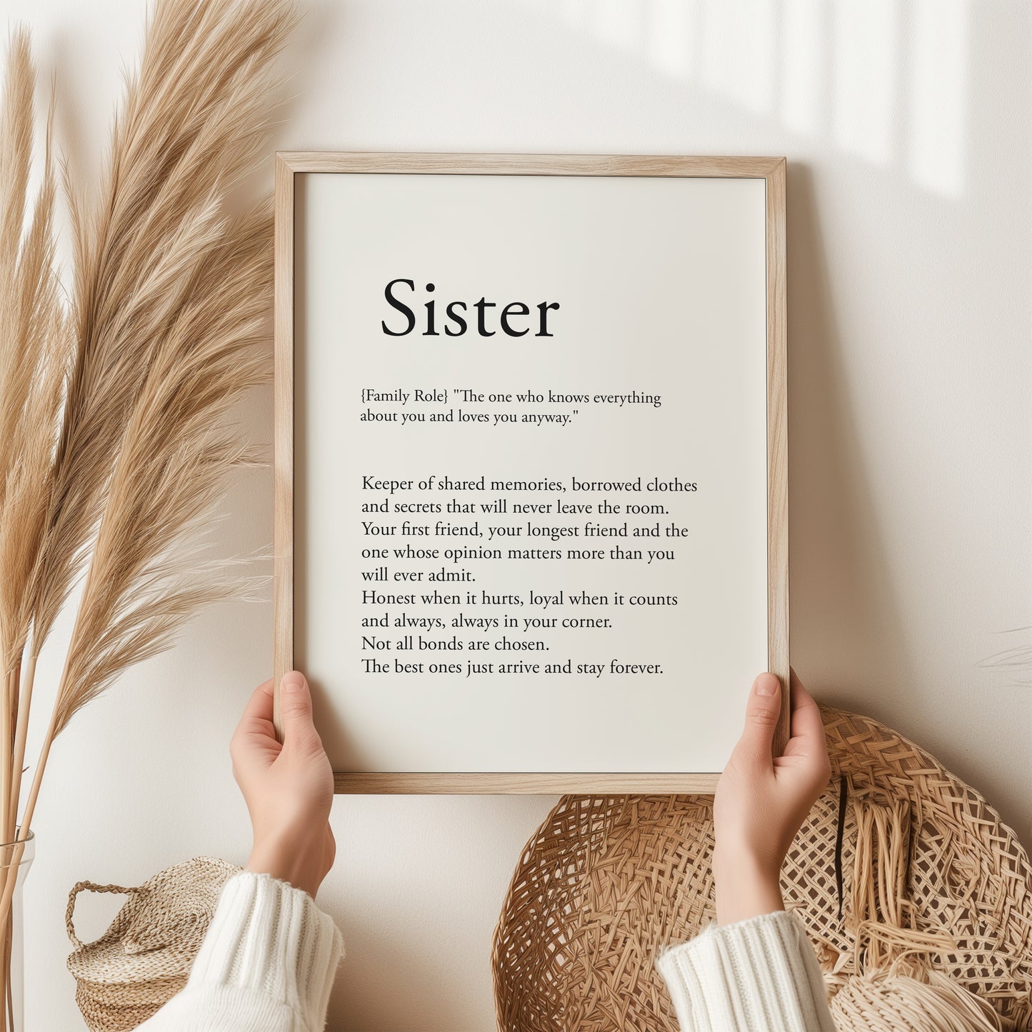 Sister Definition Print | Family Wall Art Gift | Sister Birthday Poster