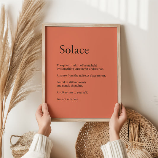 Solace Definition Print | Inspirational Wall Art Gift | Mindfulness Poster