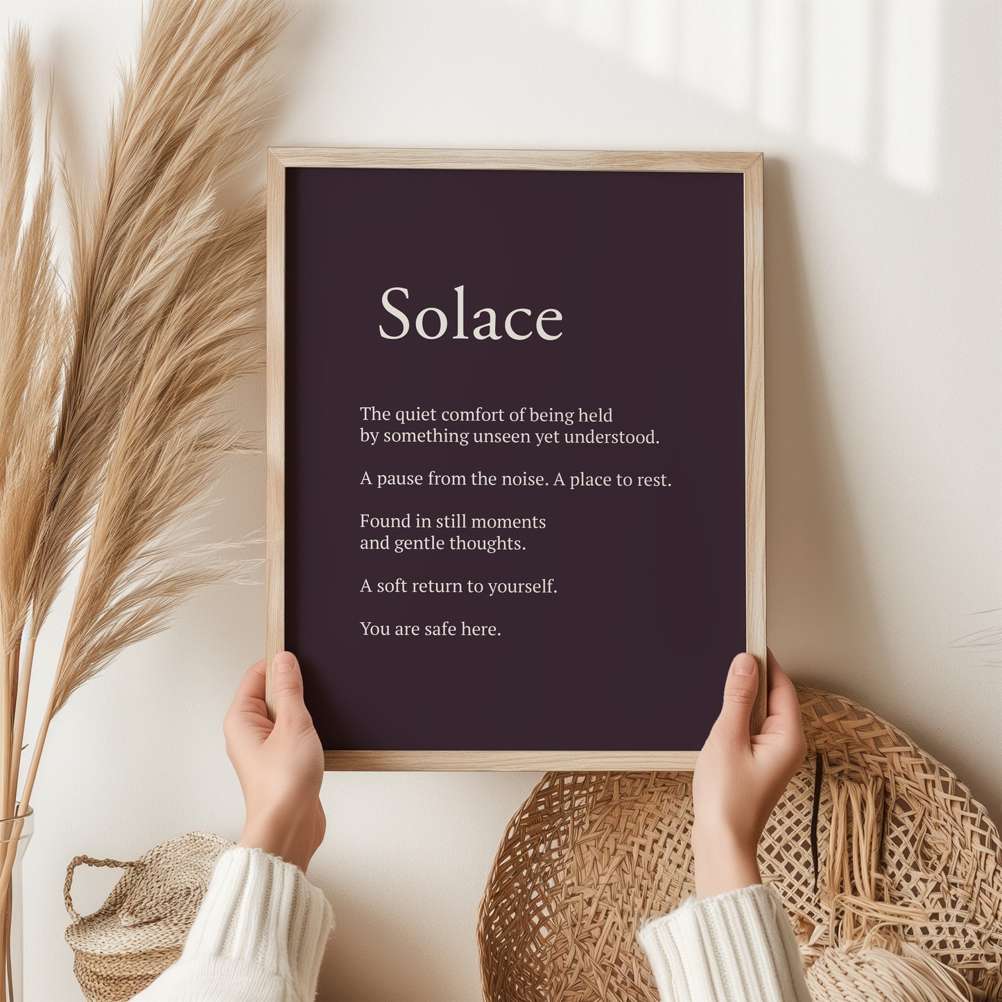 Solace Definition Print | Inspirational Wall Art Gift | Mindfulness Poster