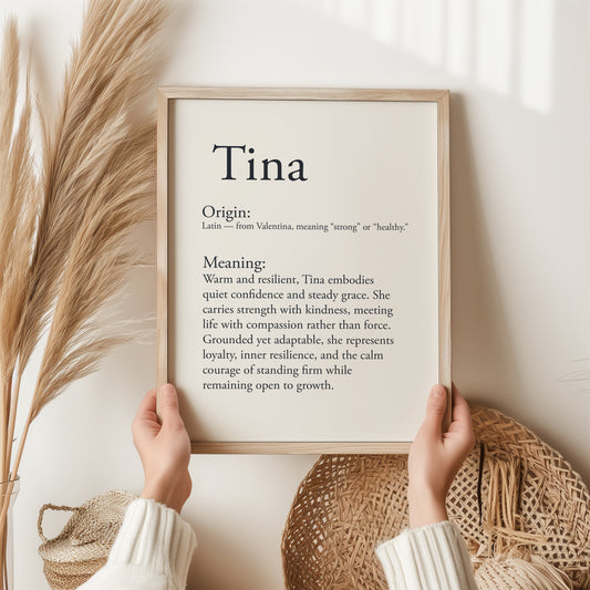 Tina Name Meaning Print – Personalised Dictionary Style Wall Art Gift