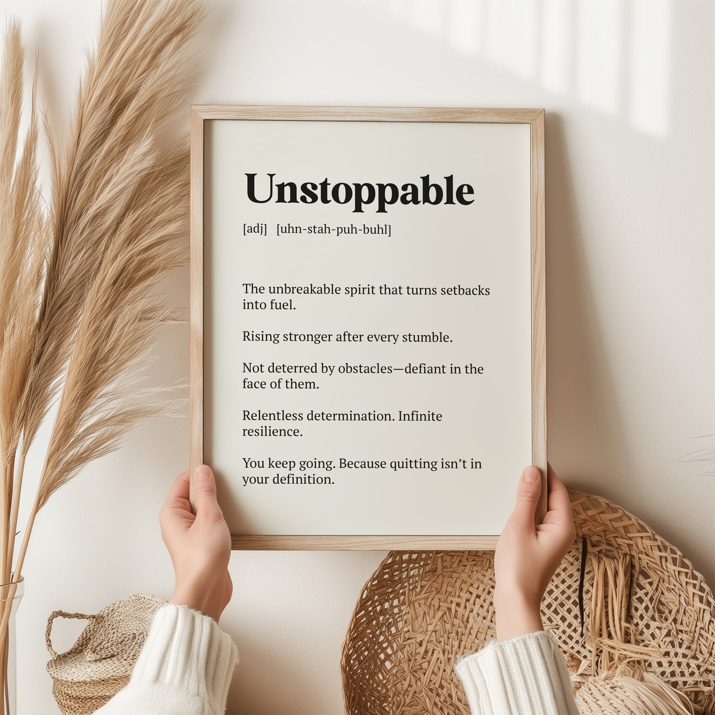 Unstoppable Definition Print | Inspirational Wall Art | Empowering Quote Poster | Neutral Home Decor