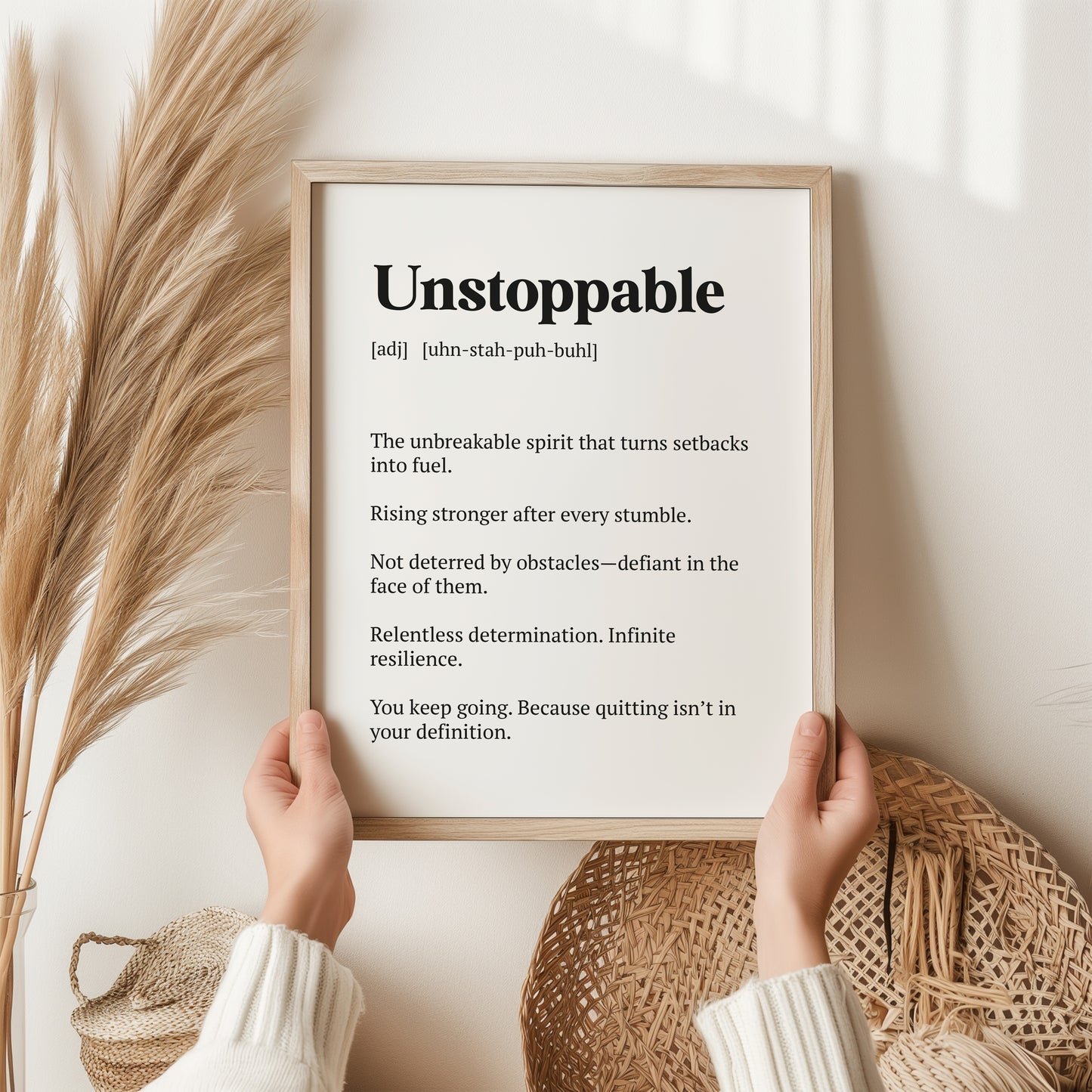 Unstoppable Definition Print | Inspirational Wall Art | Empowering Quote Poster | Neutral Home Decor