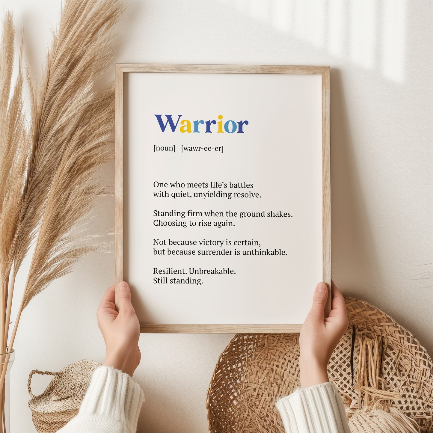 Warrior Definition Print | Inspirational Dictionary Wall Art | Motivational Quote Poster