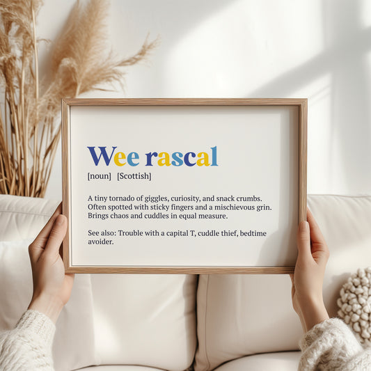 Wee rascal Scottish Print | Scottish Word Meaning Art